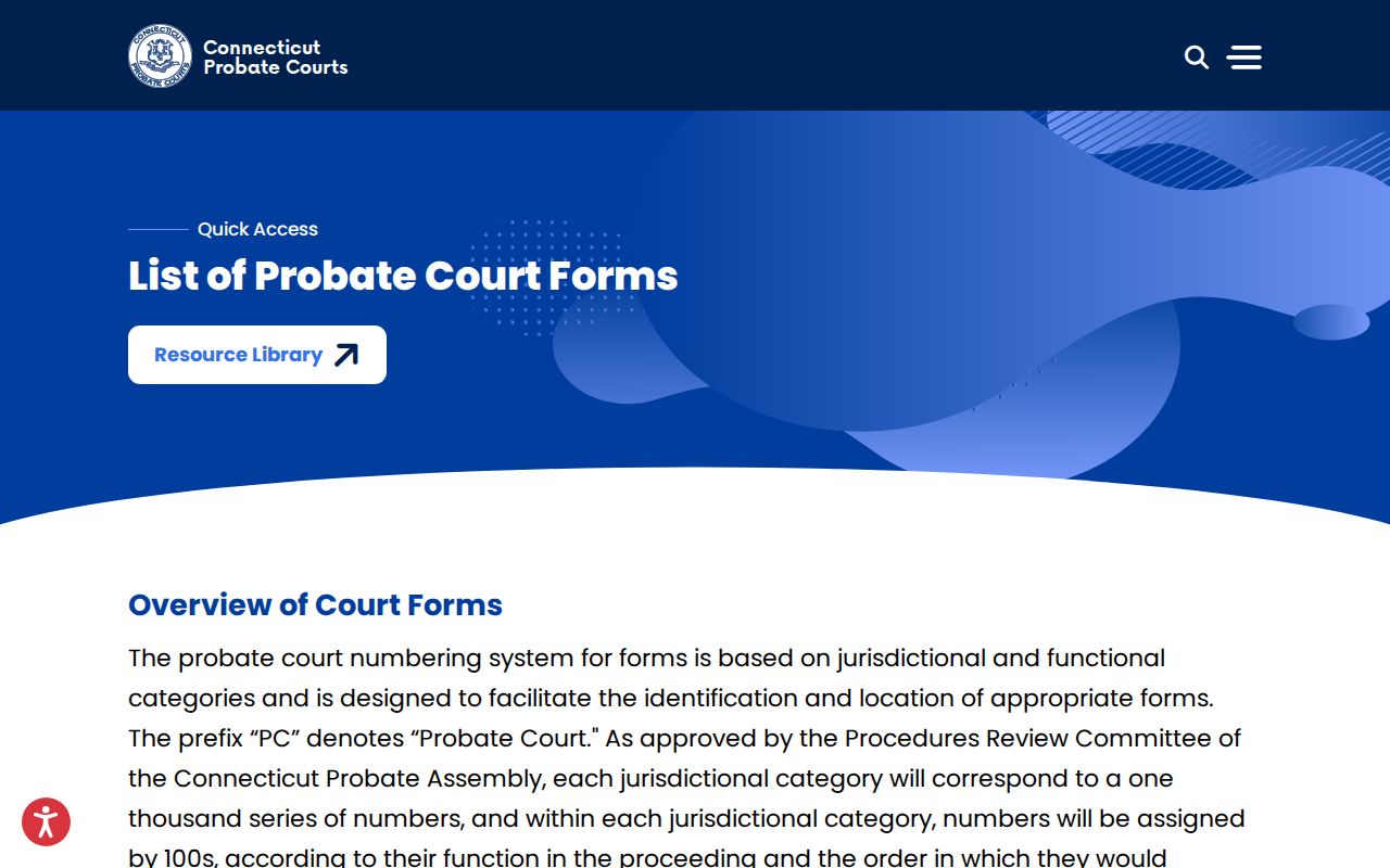 Fairfield County clerk records probate forms distinction
