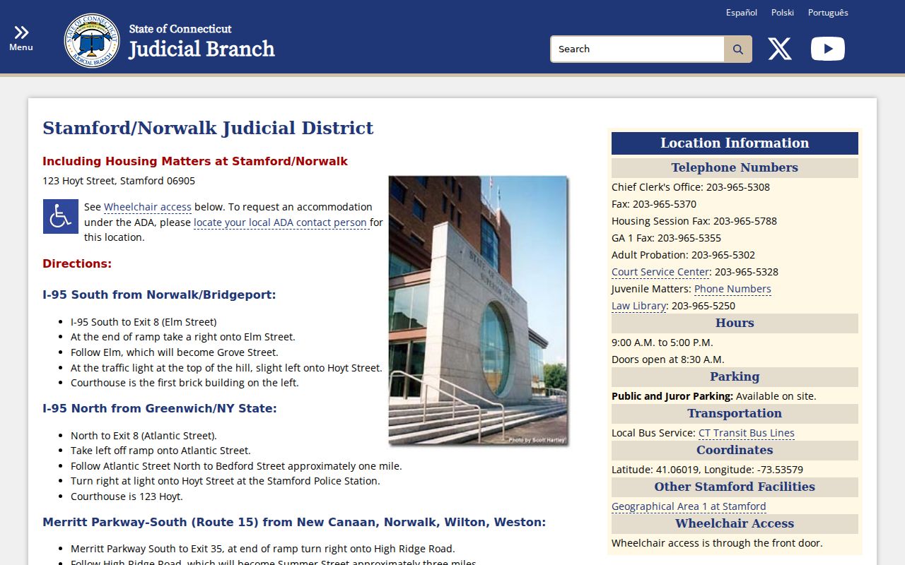 Fairfield County Clerk of the Superior Court Stamford Norwalk records location
