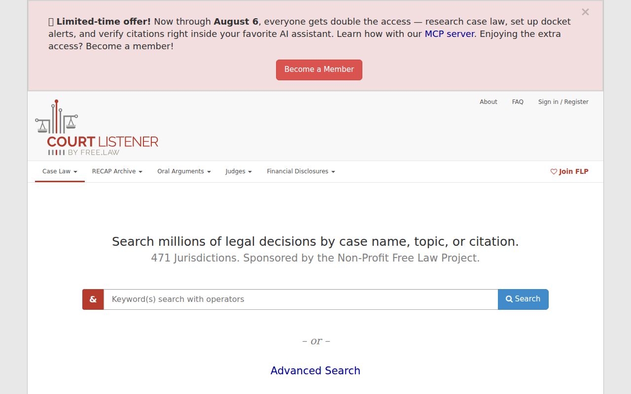 CourtListener public case law search resource for Connecticut and federal court research