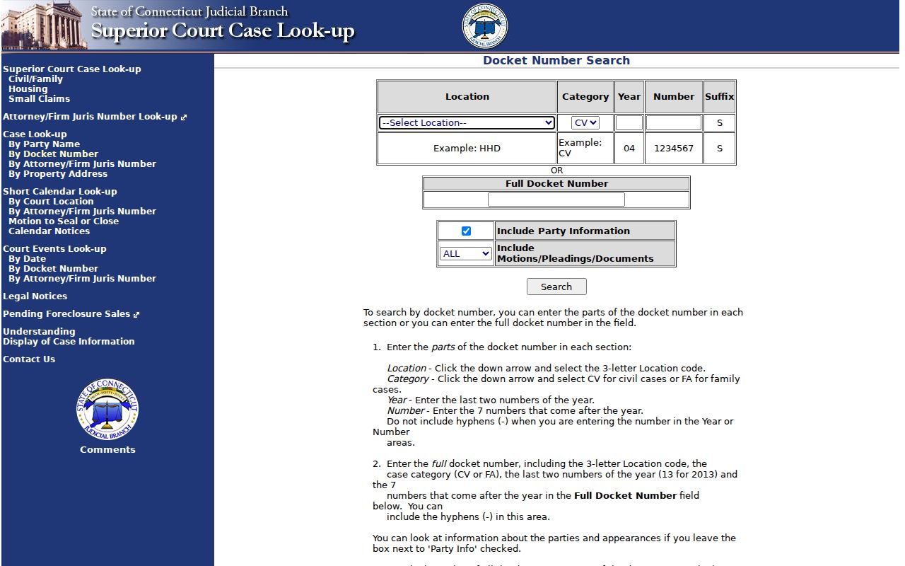 Fairfield County marriage and divorce records family docket search