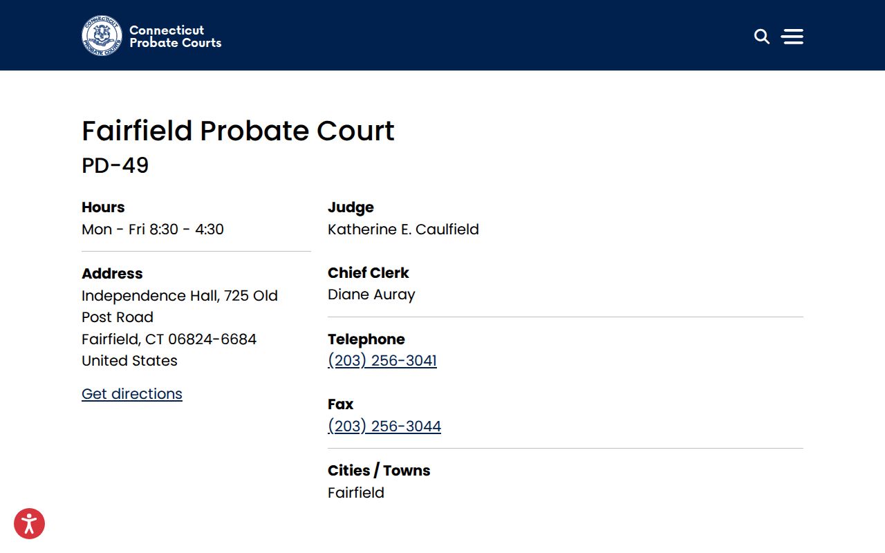 Fairfield County Probate Court contact records