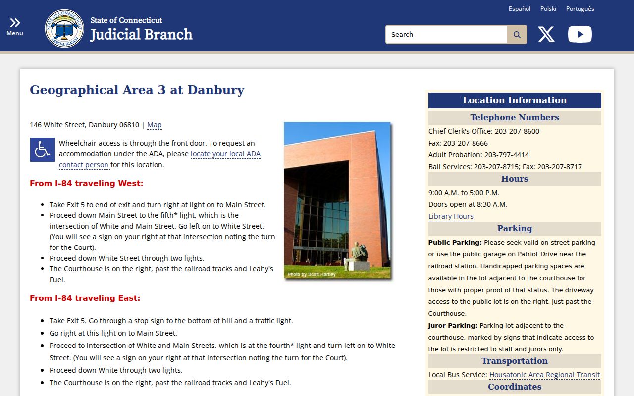 Fairfield County Superior Court Danbury G.A. 3 records location