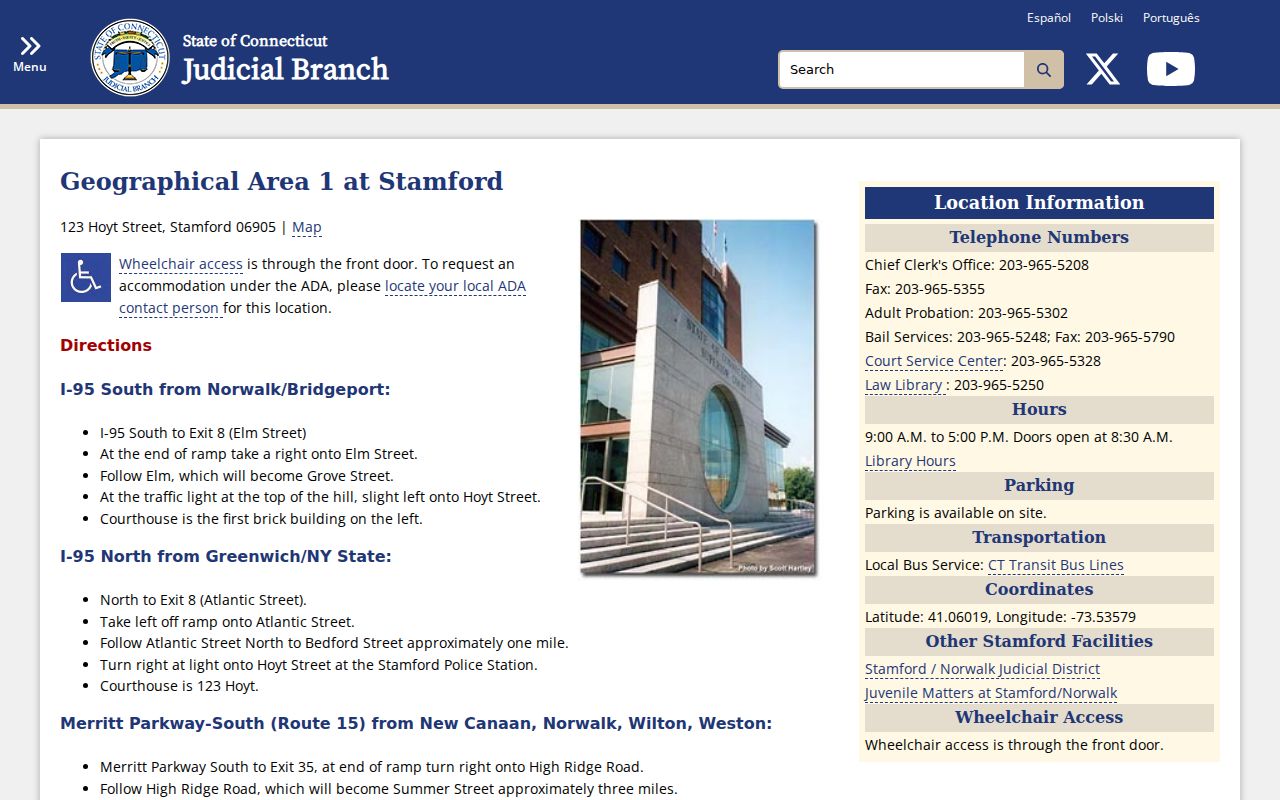 Fairfield County Superior Court Stamford G.A. 1 records location