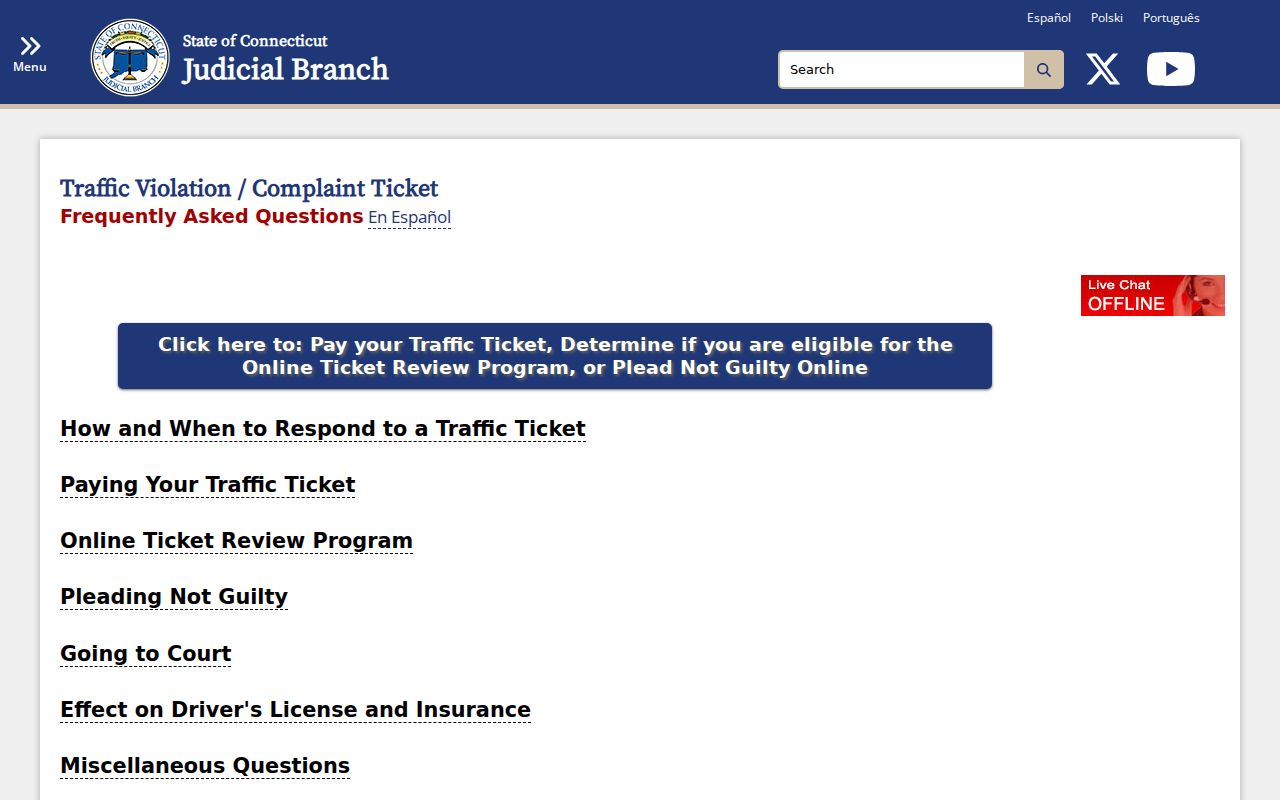 Fairfield County traffic court records Judicial Branch traffic FAQ